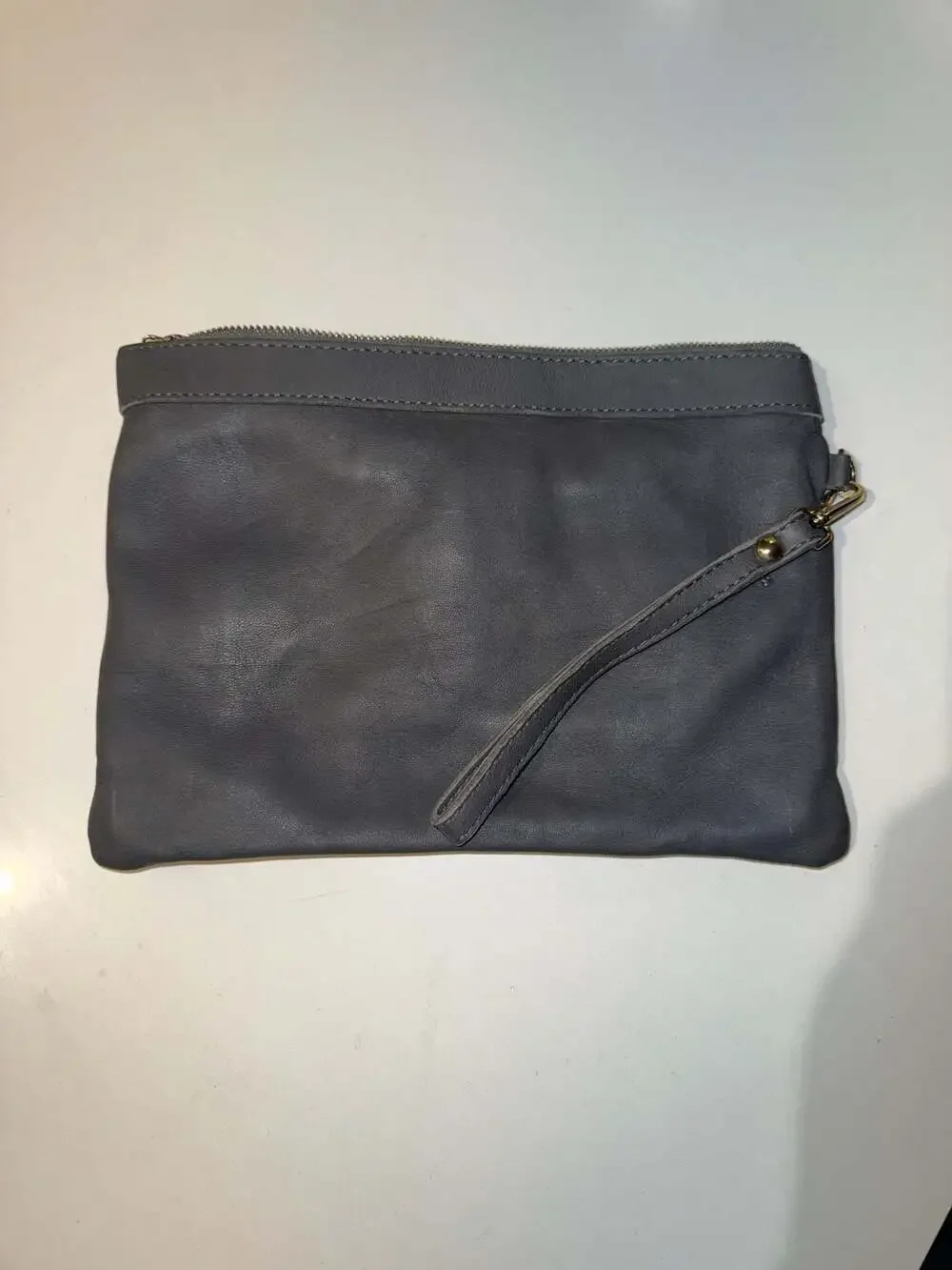 Laura Di Maggio Milano Grey Genuine Leather Wristlet Clutch Bag